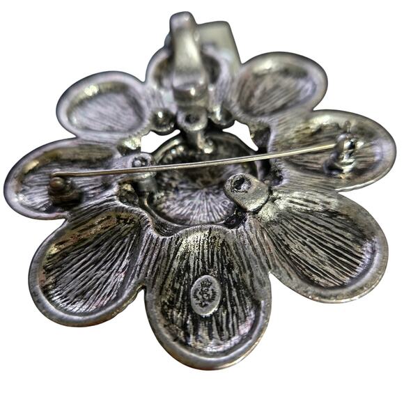 Premier Designs Vintage Flower Brooch Pendant Faux Turquoise, Boho Artsy Jewelry - Picture 7 of 7